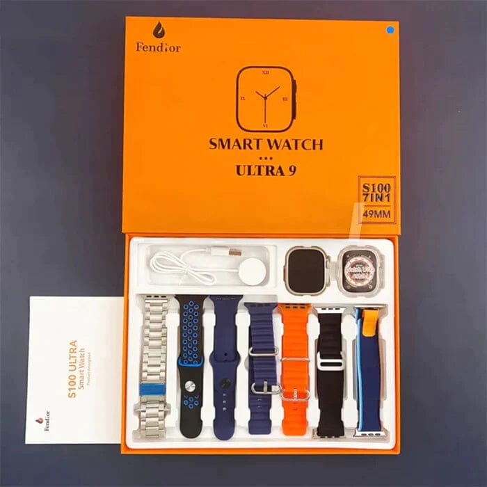 SmartWatch Serie 9 Ultra + Kit com 7 Pulseira (BRINDE!) + Case de Proteção (BRINDE!) Academia e Fitness (Smartwatch 4) Lojas Quinho KIT 3 