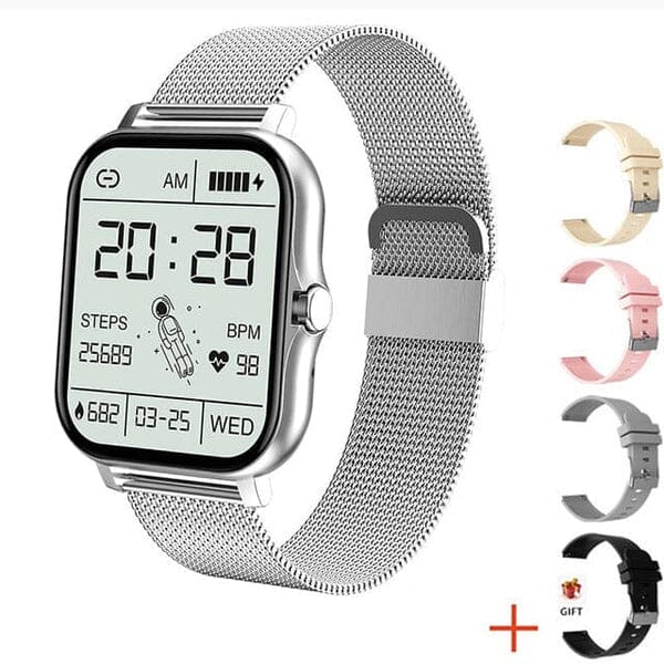 SmartWatch Multifuncional Premium e 4 Pulseiras Extras Academia e Fitness (Smartwatch 2) Lojas Quinho Prata + 4 Pulseiras de Brinde