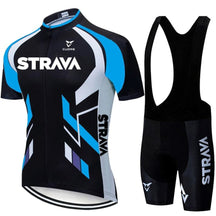 Conjunto de Ciclismo Strava Premium MASCULINO - ROUPAS - CONJUNTO CICLISMO 1 Lojas Quinho Azul c/ Bretelle P 