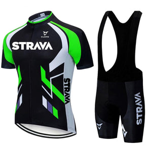 Conjunto de Ciclismo Strava Premium MASCULINO - ROUPAS - CONJUNTO CICLISMO 1 Lojas Quinho Verde c/ Bretelle P 