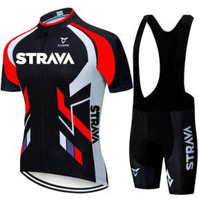 Conjunto de Ciclismo Strava Premium MASCULINO - ROUPAS - CONJUNTO CICLISMO 1 Lojas Quinho Vermelho c/ Bretelle P 