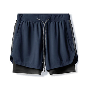 Shorts Dupla Camada Masculino para Academia Academia e Fitness (Short 1) Lojas Quinho M Azul Marinho 