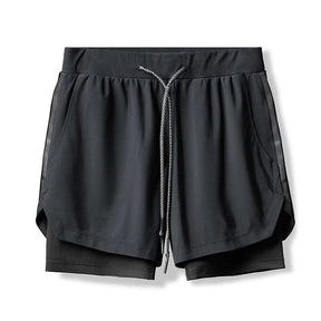 Shorts Dupla Camada Masculino para Academia Academia e Fitness (Short 1) Lojas Quinho M Preto 