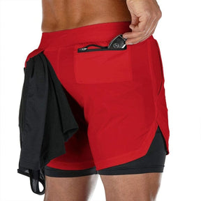 Shorts Dupla Camada Masculino para Academia Academia e Fitness (Short 1) Lojas Quinho M Vermelho 